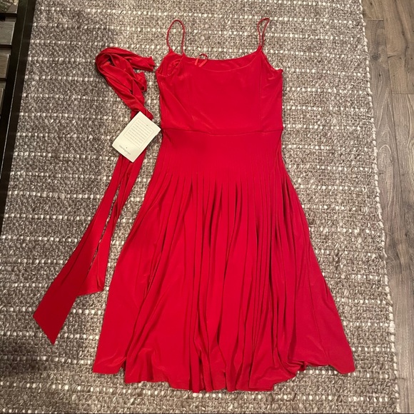 NWT Ralph Lauren Red Pleated Spaghetti Strap Dress - Picture 5 of 5